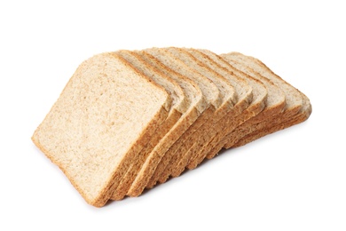 Photo of Slices of wheat bread isolated on white