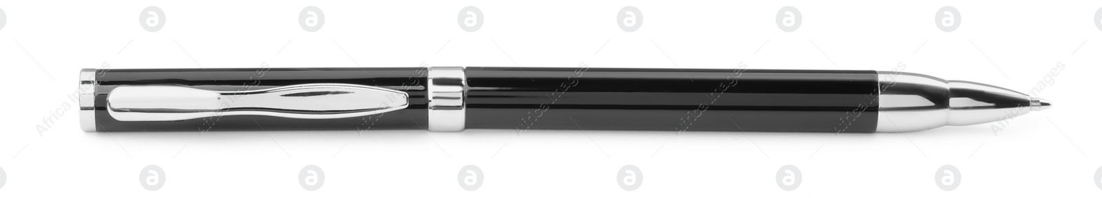 Photo of New stylish black pen isolated on white