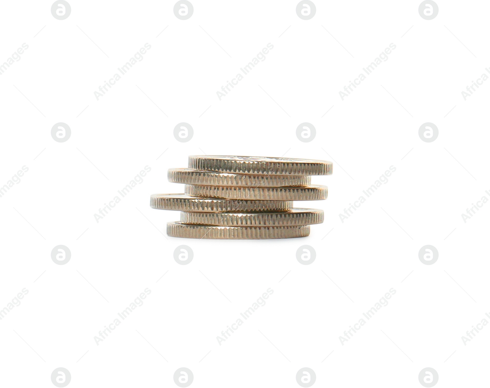 Photo of Stack of coins on white background. Investment concept