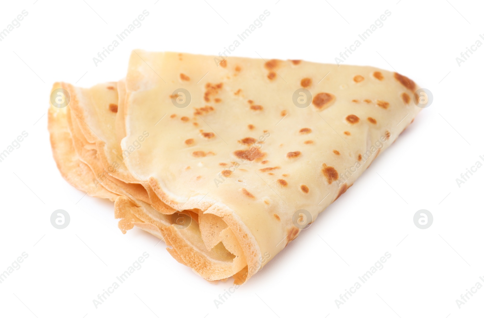 Photo of One delicious folded crepe isolated on white