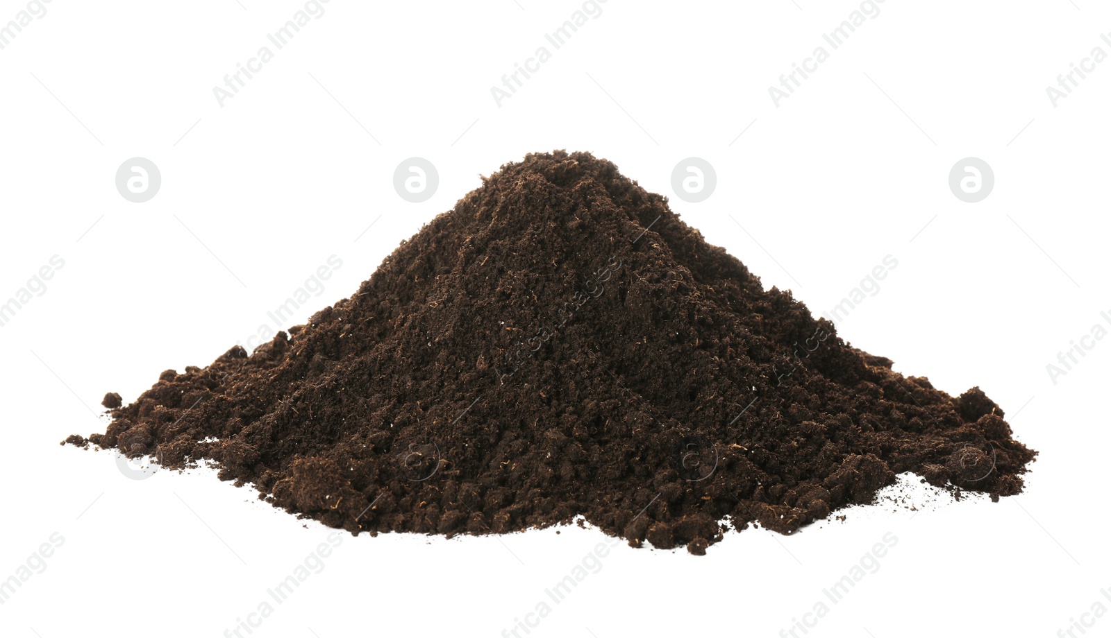 Photo of Pile of soil on white background. Fertile ground