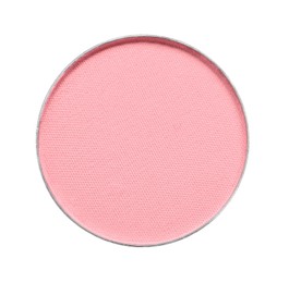 Pink eye shadow on white background, top view. Decorative cosmetics