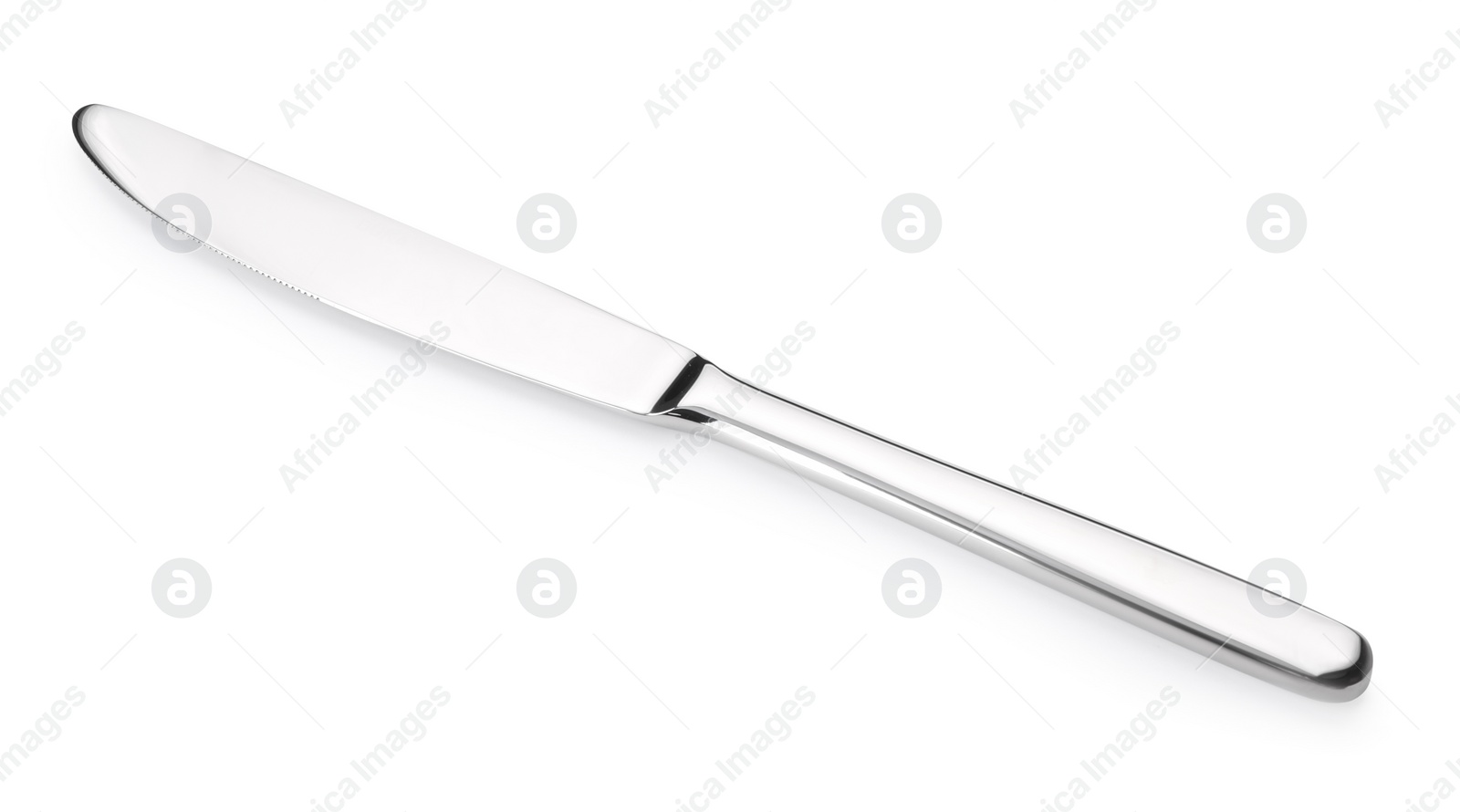 Photo of One shiny silver knife isolated on white