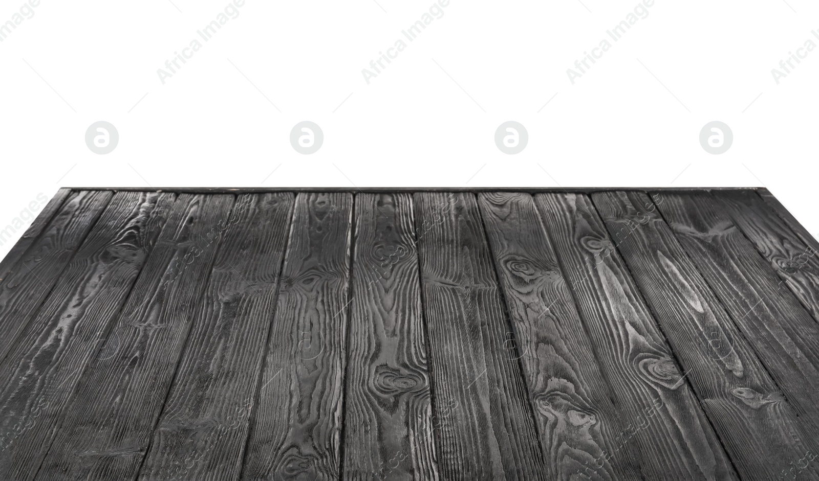 Photo of Empty black wooden surface isolated on white