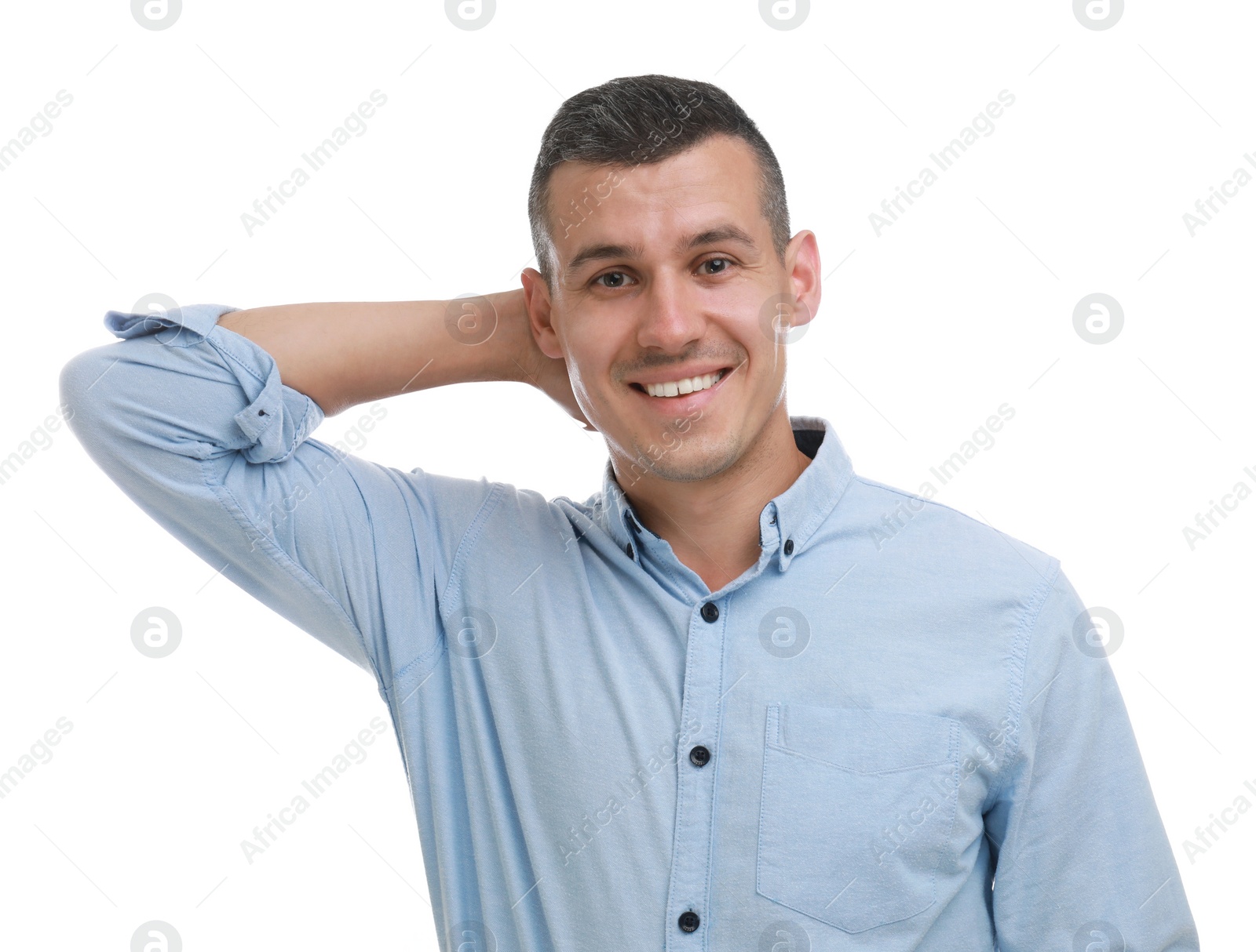 Photo of Portrait of handsome man on white background