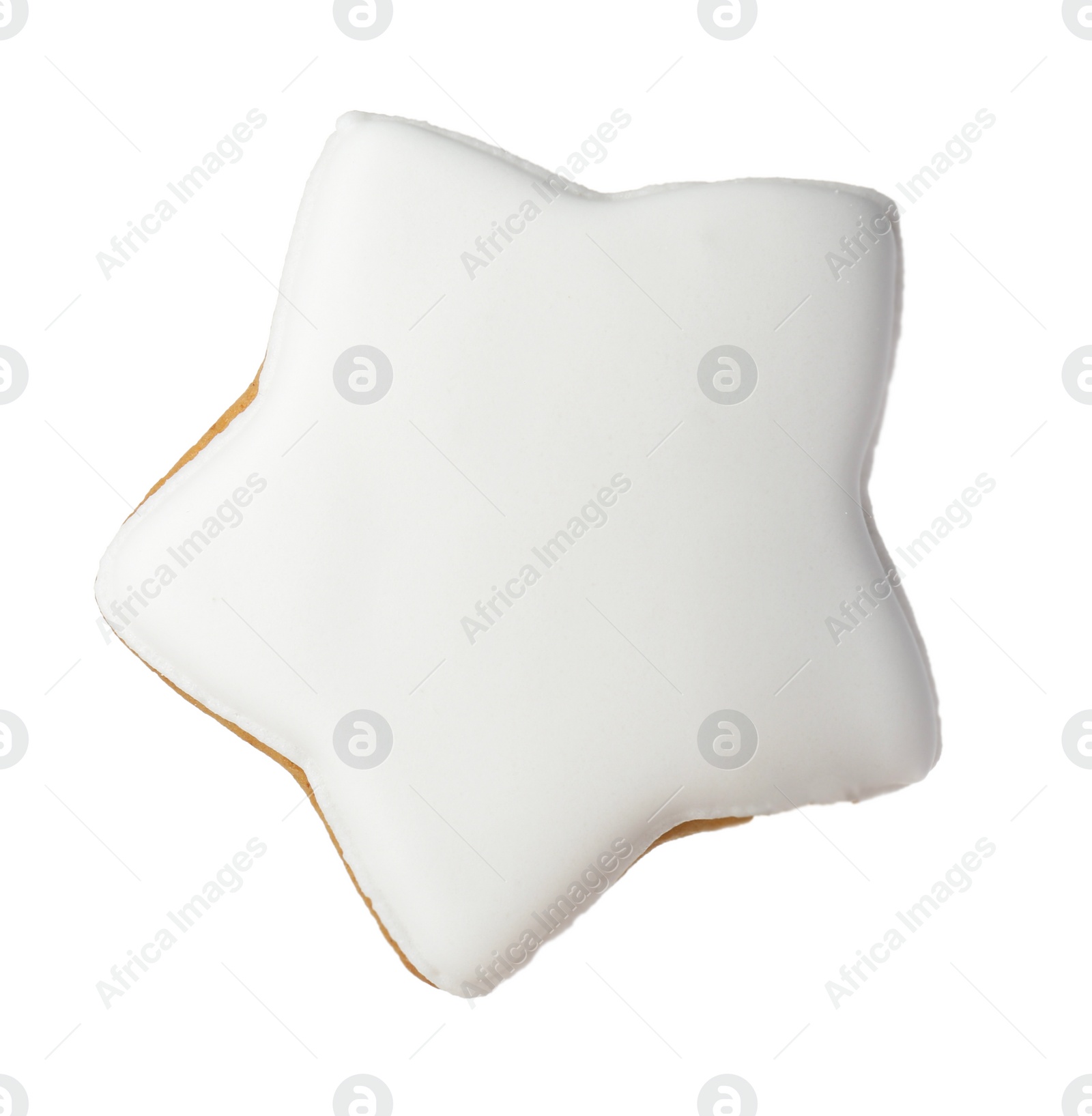 Photo of Tasty star shaped Christmas cookie with icing isolated on white