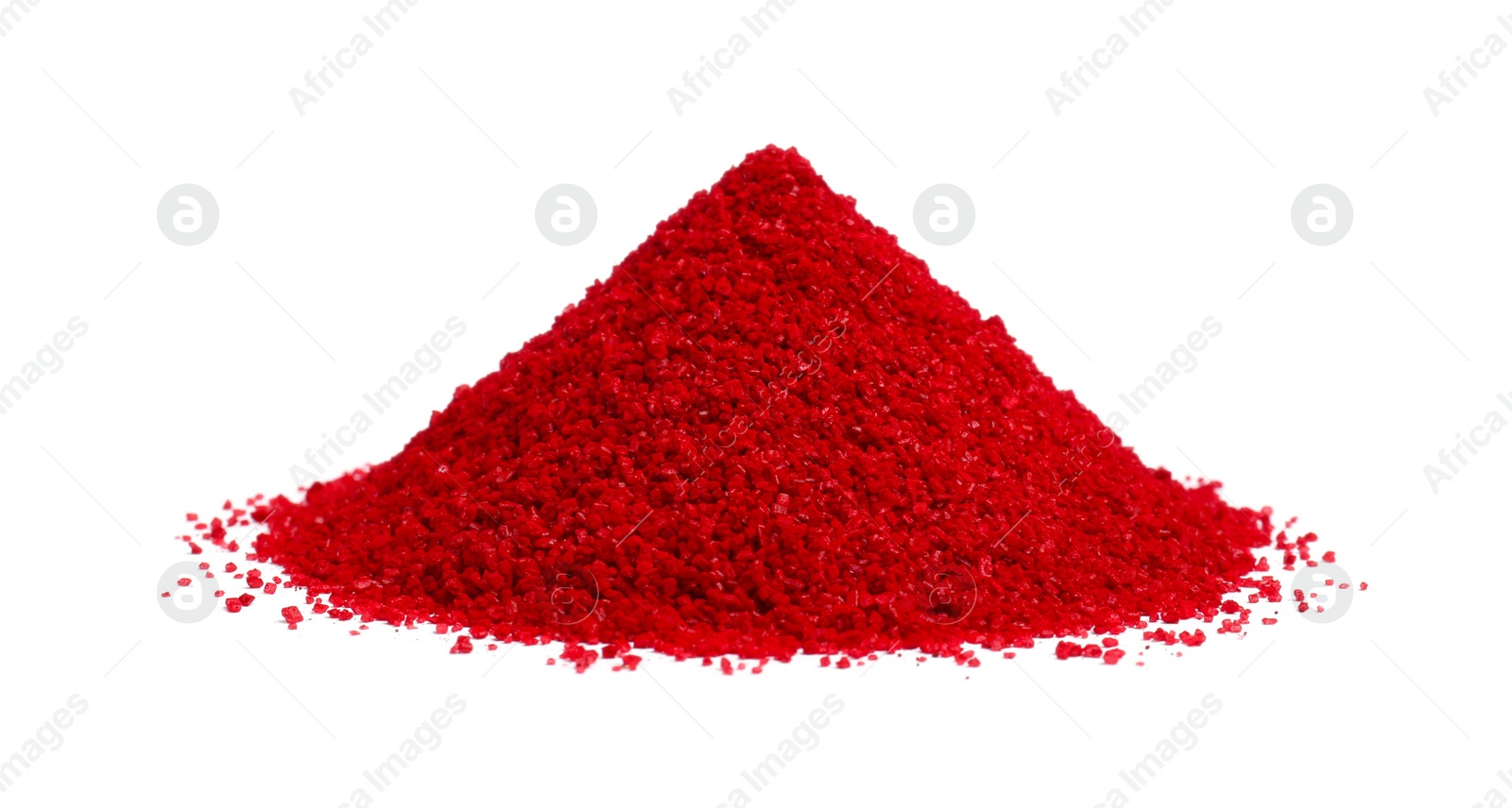 Photo of Heap of red food coloring isolated on white