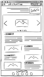 Website design template. Wireframe with different elements on white background