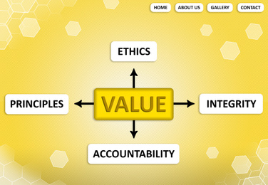 Illustration of Website page with scheme of moral values