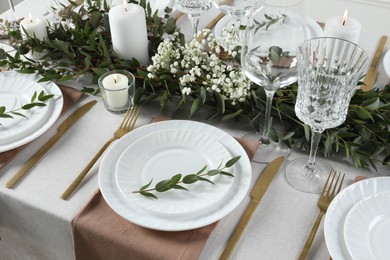 Stylish elegant table setting for festive dinner