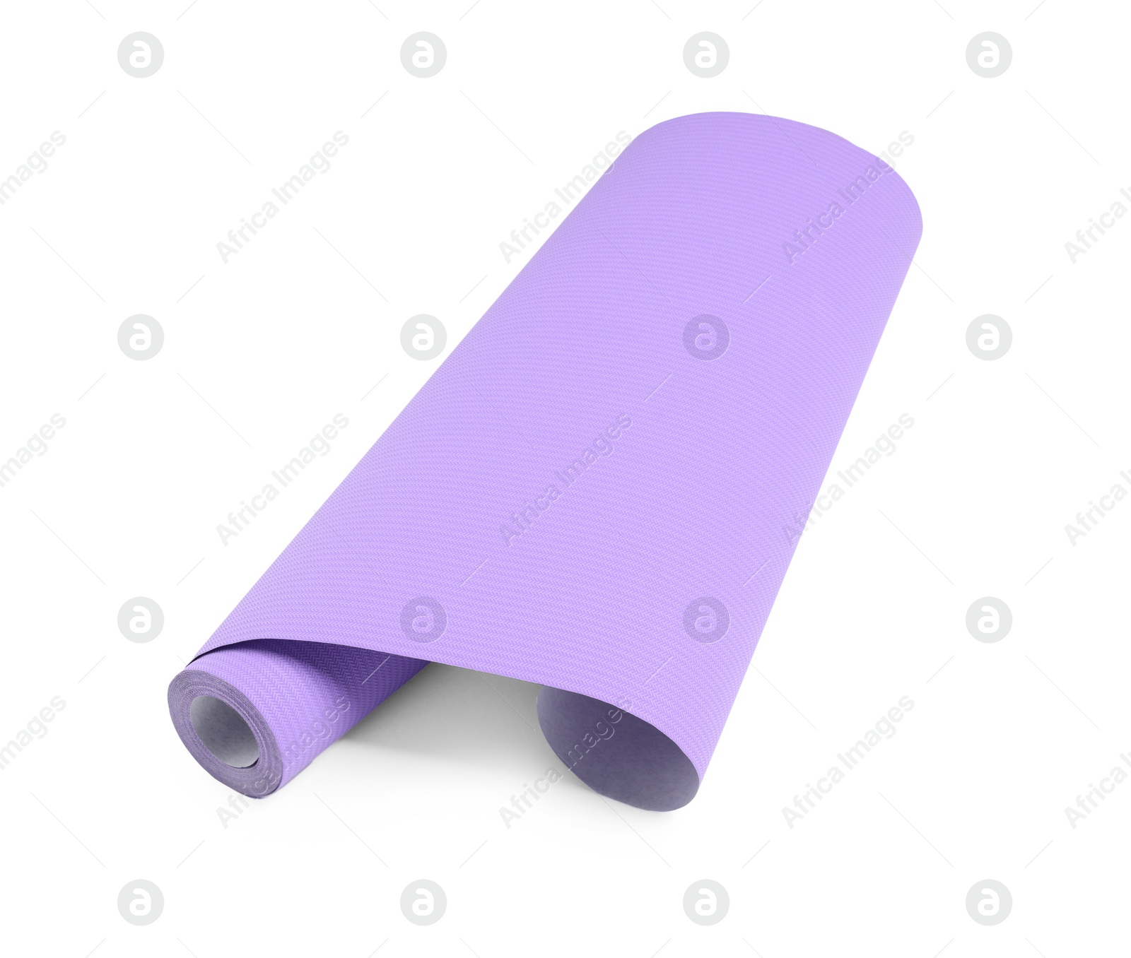 Photo of One stylish violet wallpaper isolated on white