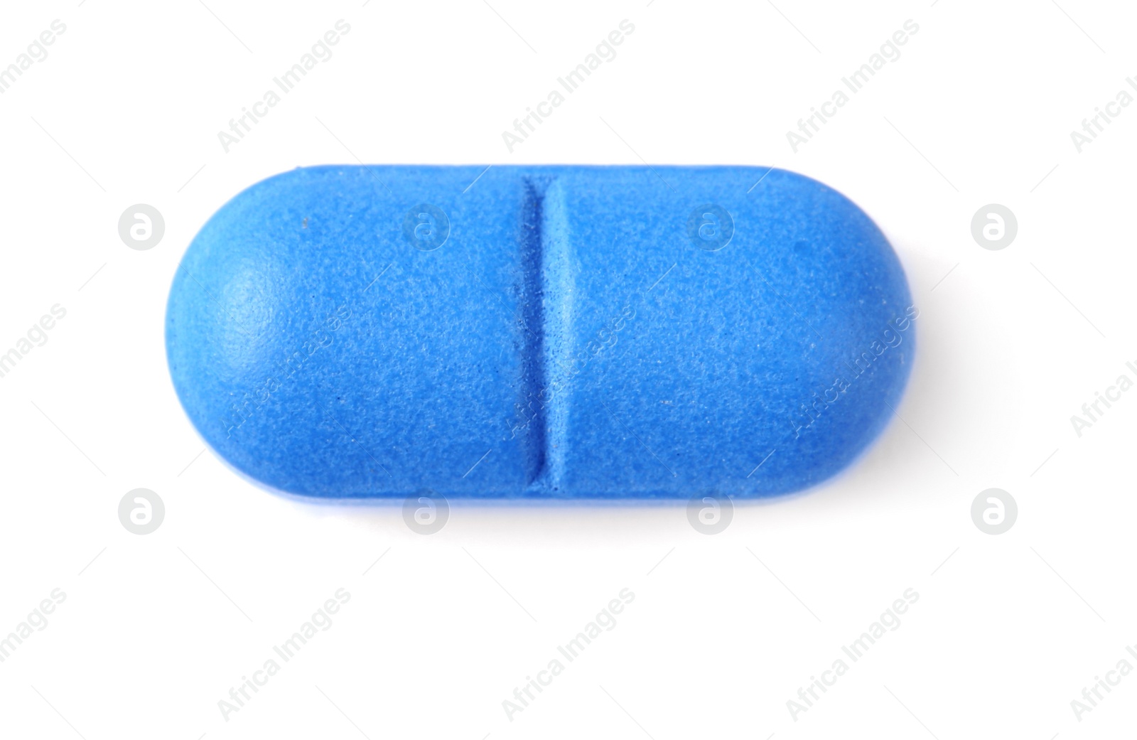 Photo of Pill on white background, top view. Medical care and treatment