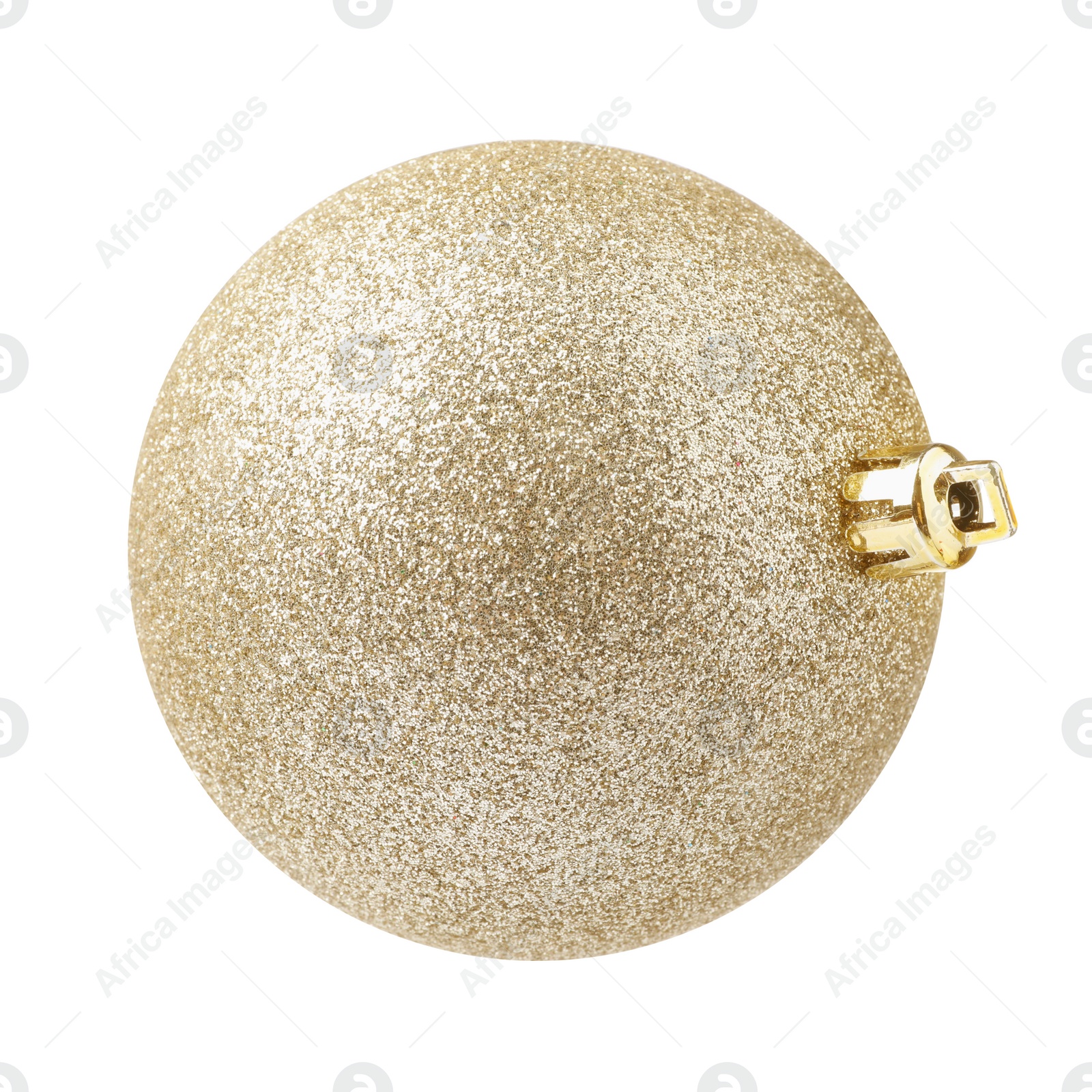 Photo of Beautiful golden Christmas ball isolated on white