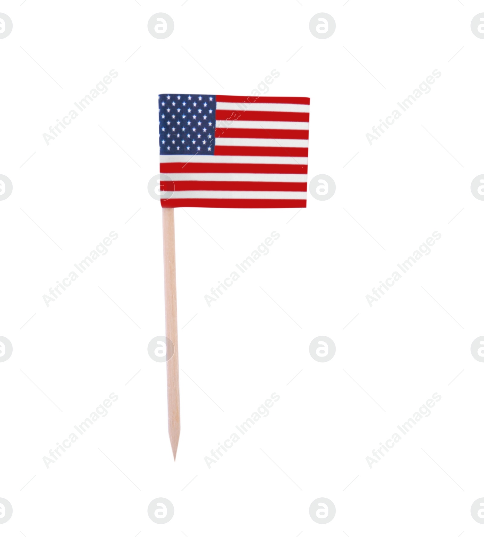 Photo of Small paper flag of USA isolated on white