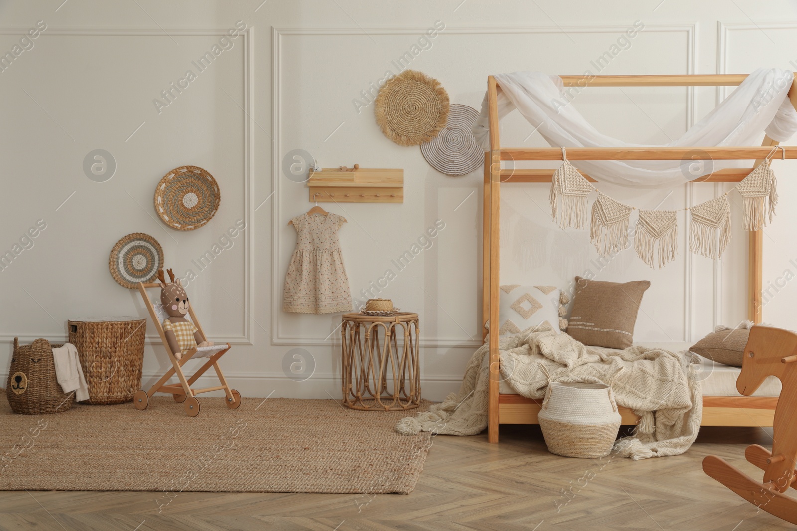 Photo of Stylish child room interior with house bed