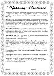 Marriage contract. Text of agreement on white background