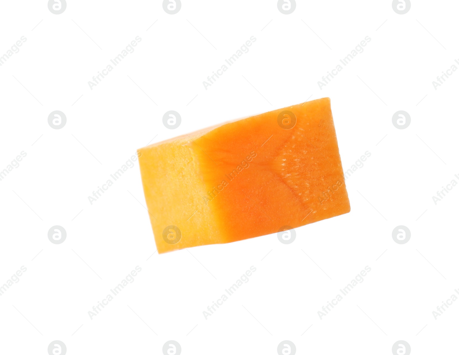 Photo of Cube of fresh ripe carrot isolated on white