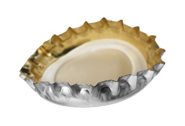 Photo of One beer bottle cap isolated on white