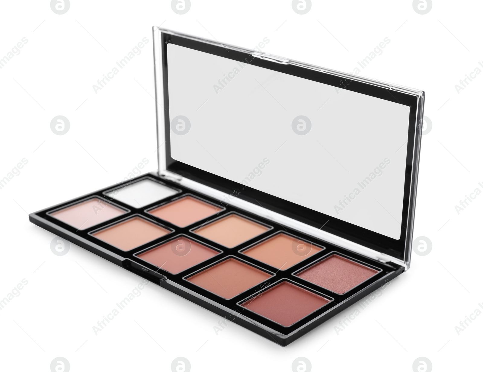 Photo of Colorful contouring palette on white background. Professional cosmetic product