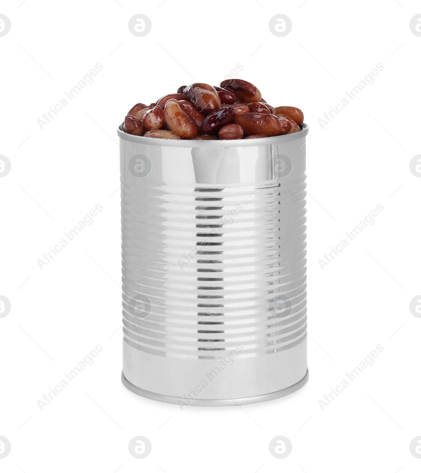 Photo of Tin can with kidney beans on white background