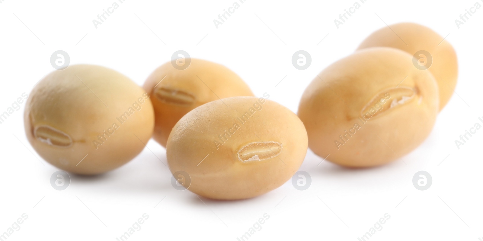 Photo of Natural organic soy beans on white background
