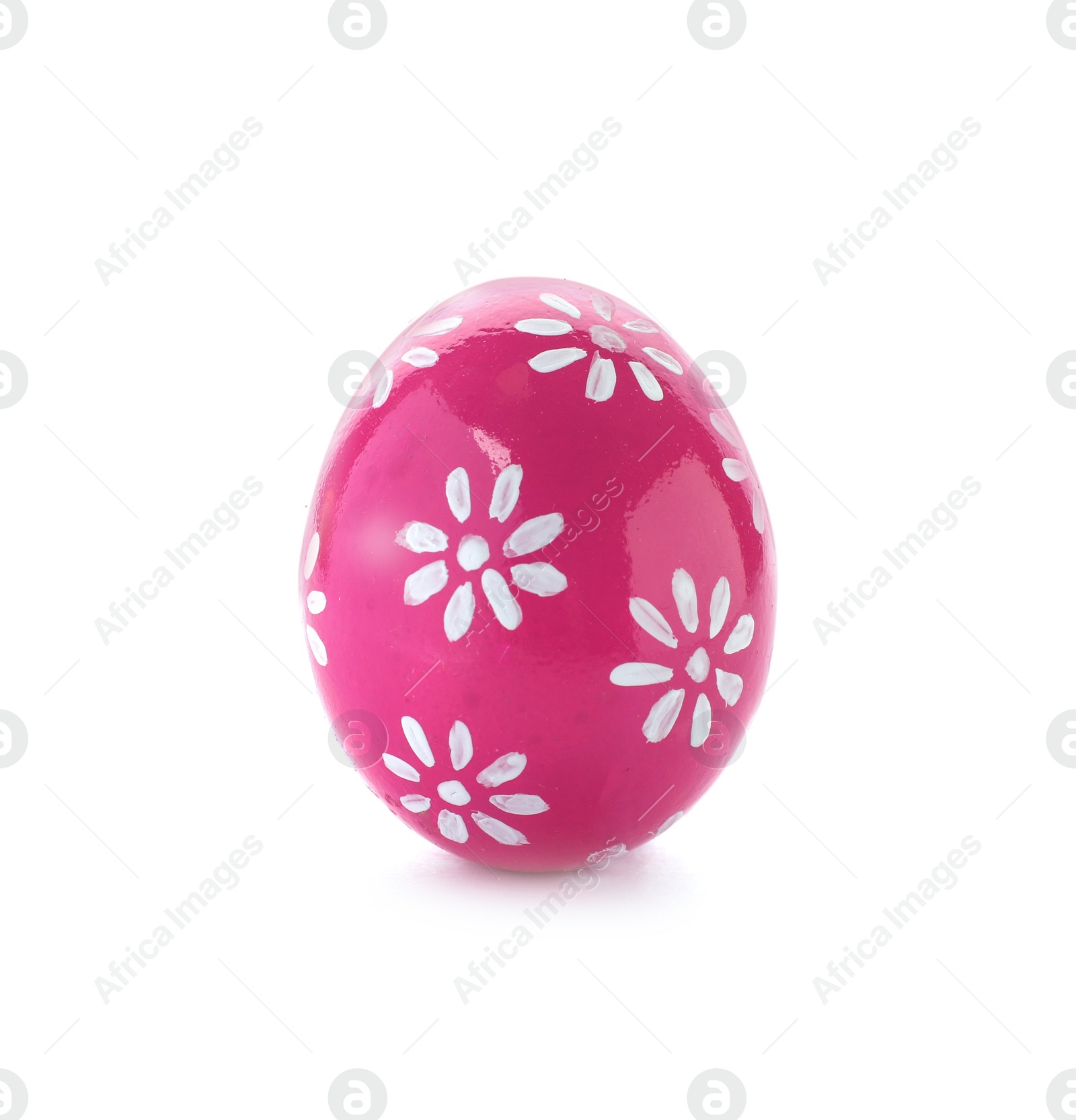 Photo of Decorated Easter egg on white background. Festive tradition