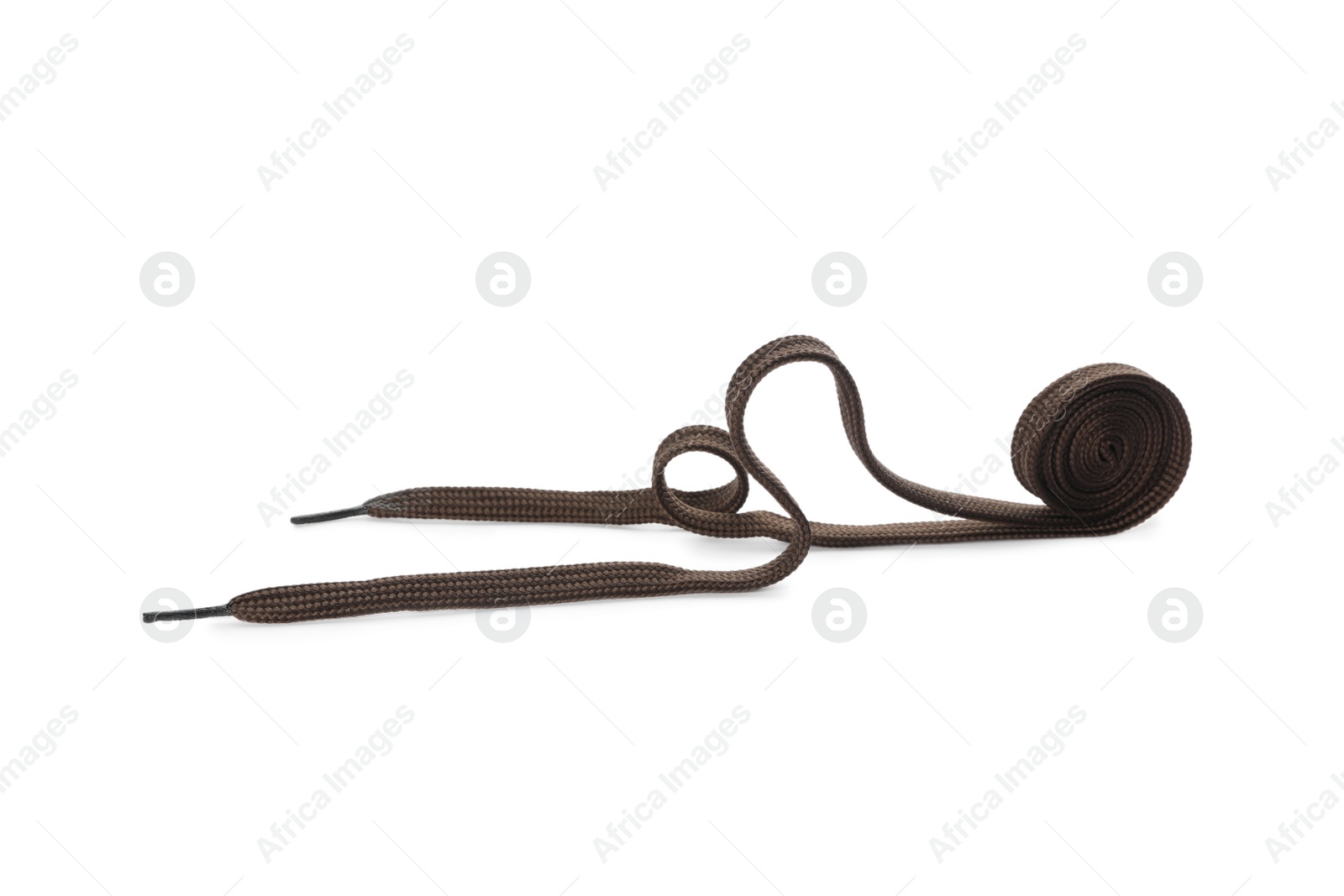 Photo of Dark brown shoe lace isolated on white