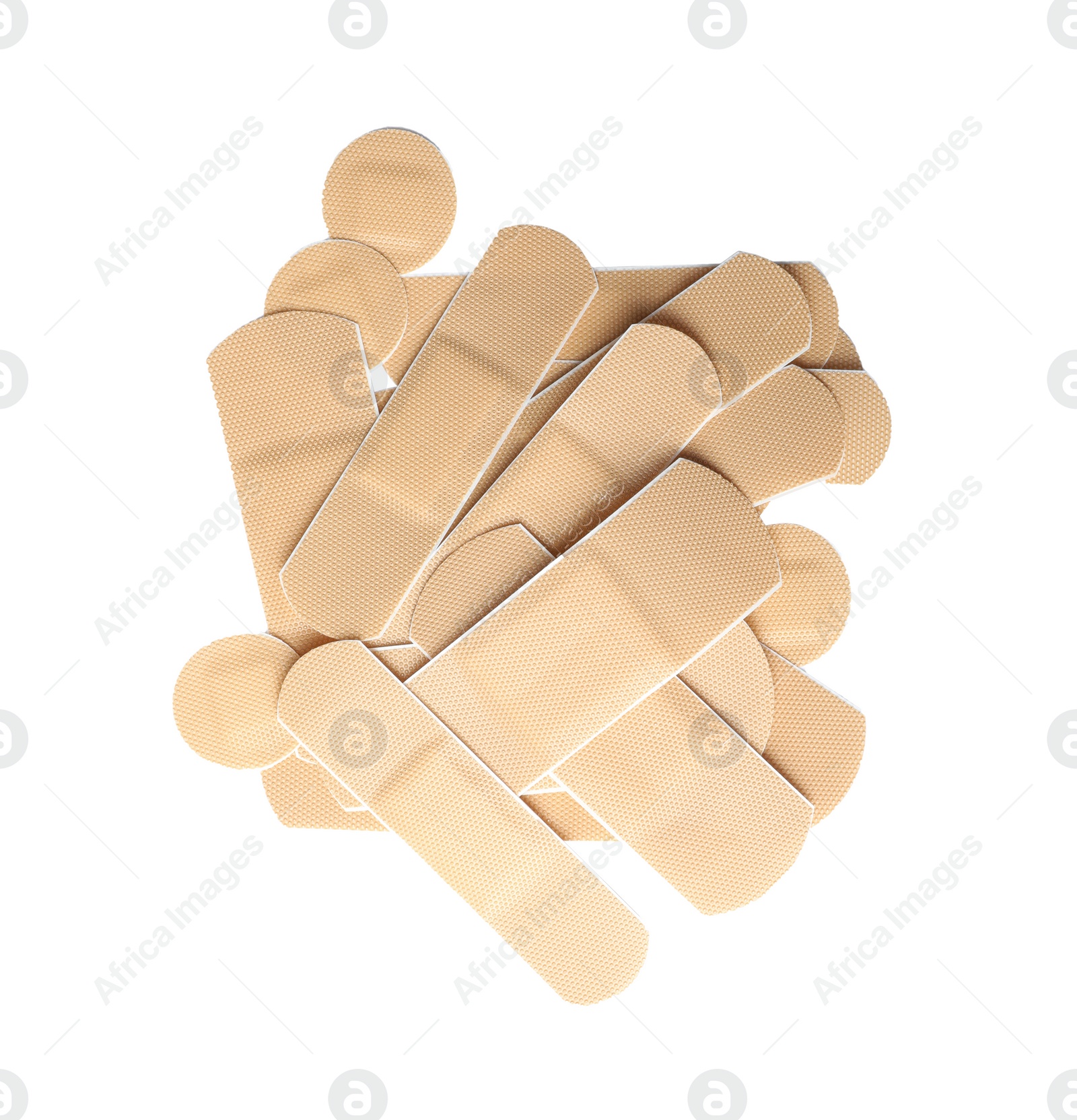 Medical sticking plasters isolated on white. First aid item Photo of Medical sticking plasters isolated on white. First aid item