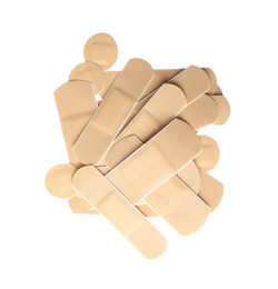 Photo of Medical sticking plasters isolated on white. First aid item