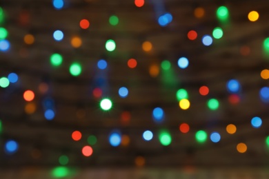 Blurred view of beautiful Christmas lights. Festive background