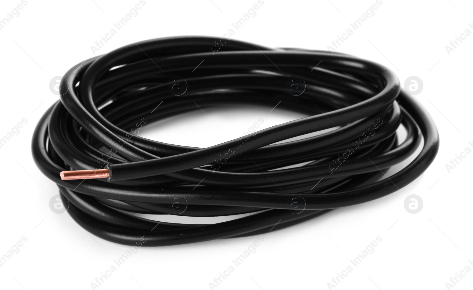 Photo of One new electrical wire isolated on white