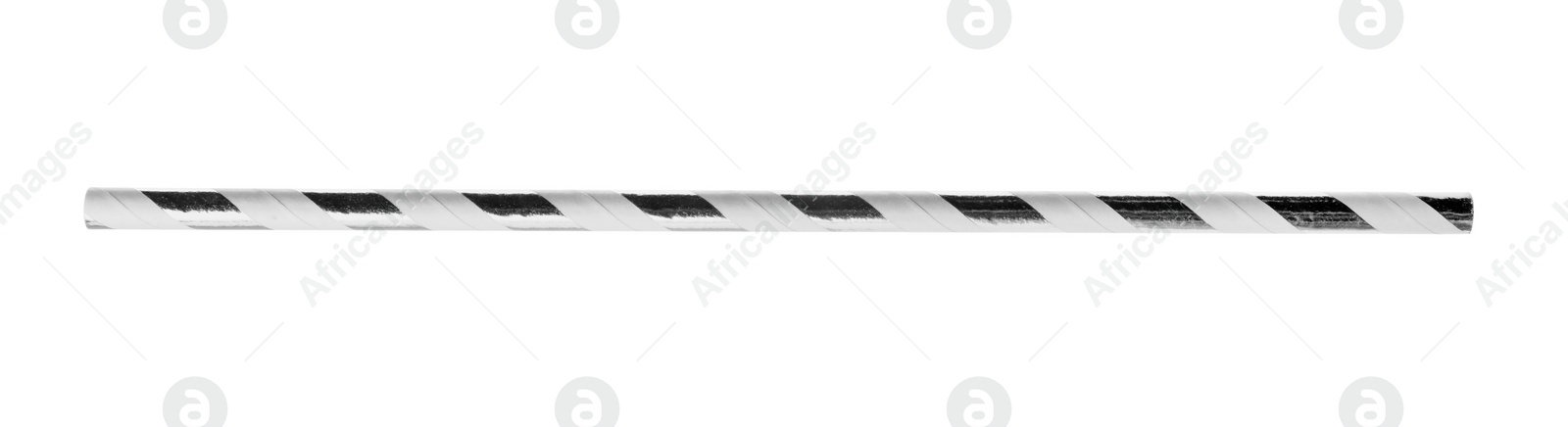 Photo of Striped paper cocktail tube isolated on white