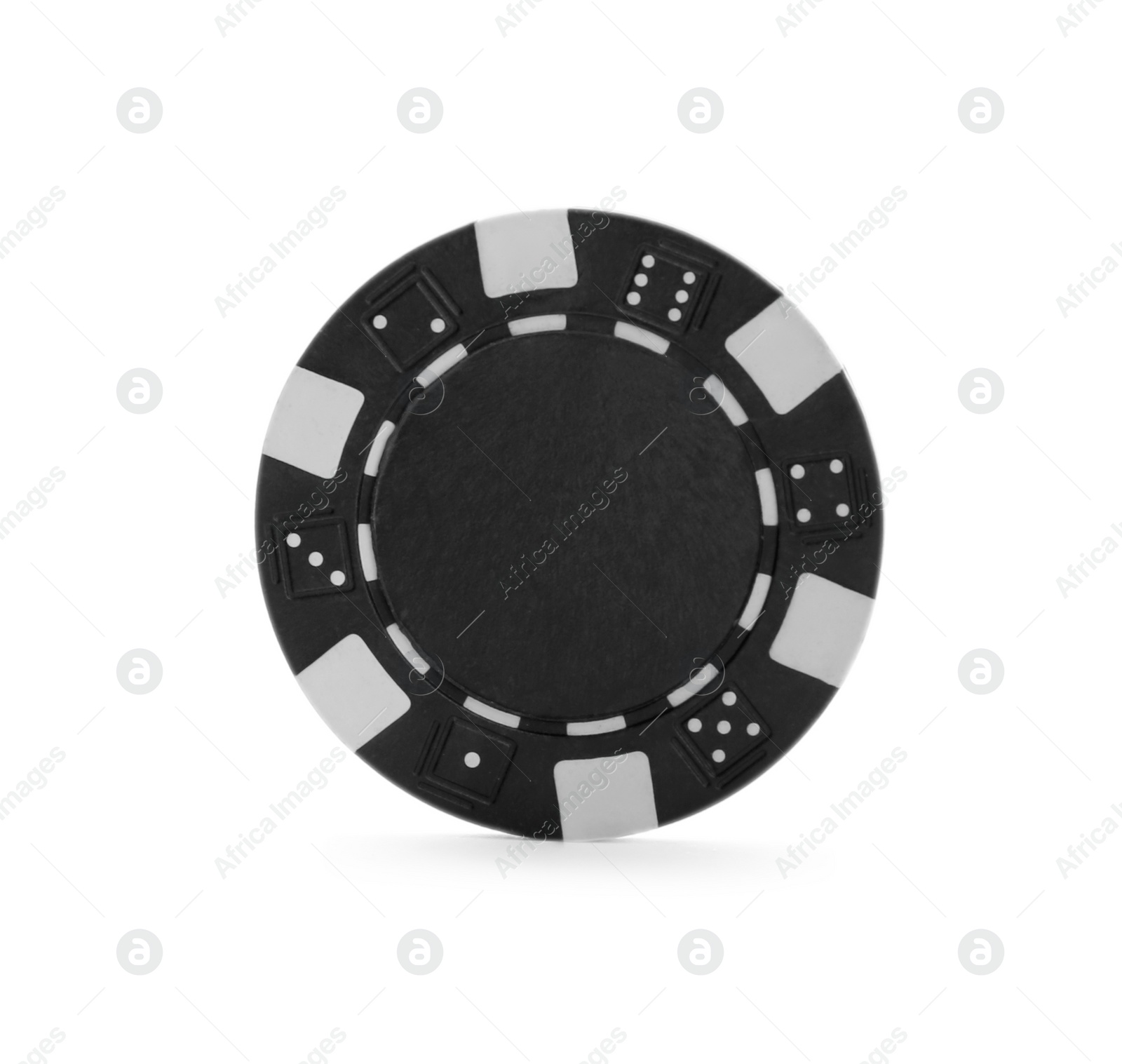 Photo of Black casino chip isolated on white. Poker game