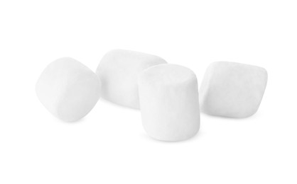 Delicious sweet puffy marshmallows isolated on white
