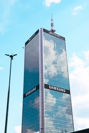 WARSAW, POLAND - SEPTEMBER 04, 2022: Samsung service center in Centrum LIM skyscraper
