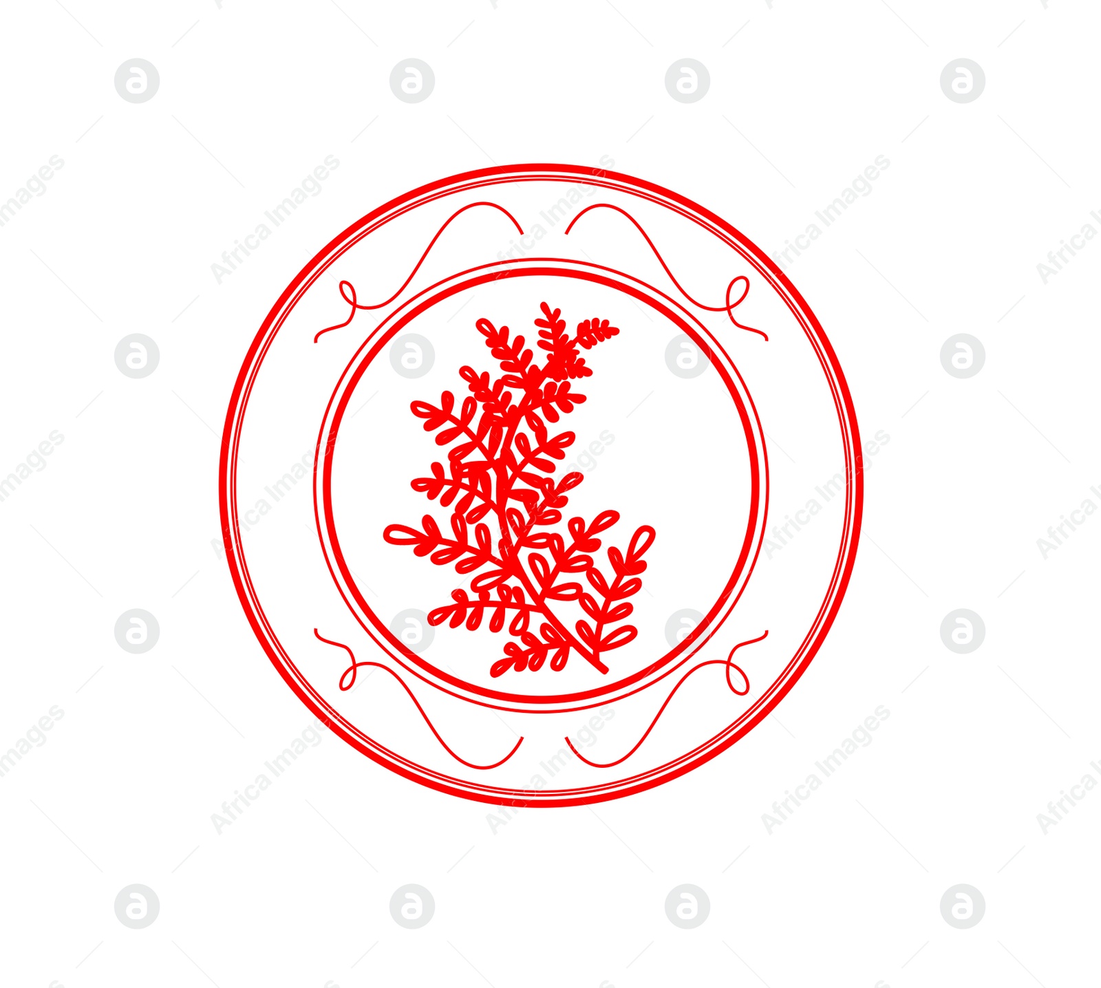 Illustration of Red wax seal with plant on white background