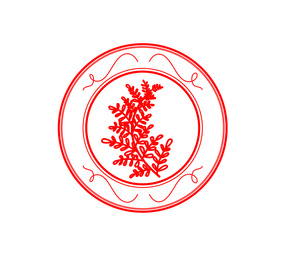 Illustration of Red wax seal with plant on white background