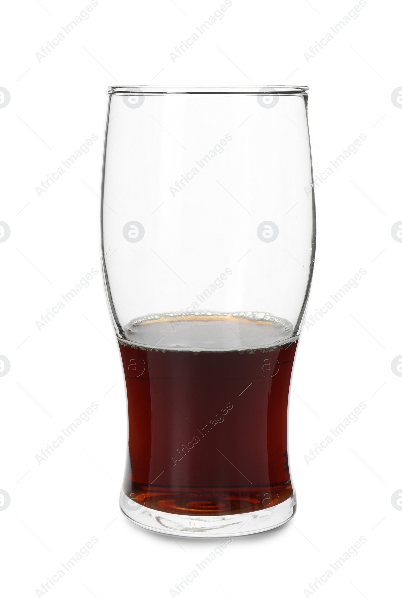 Photo of Half full glass of beer isolated on white