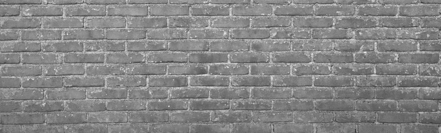 Image of Texture of light grey color brick wall as background, banner design