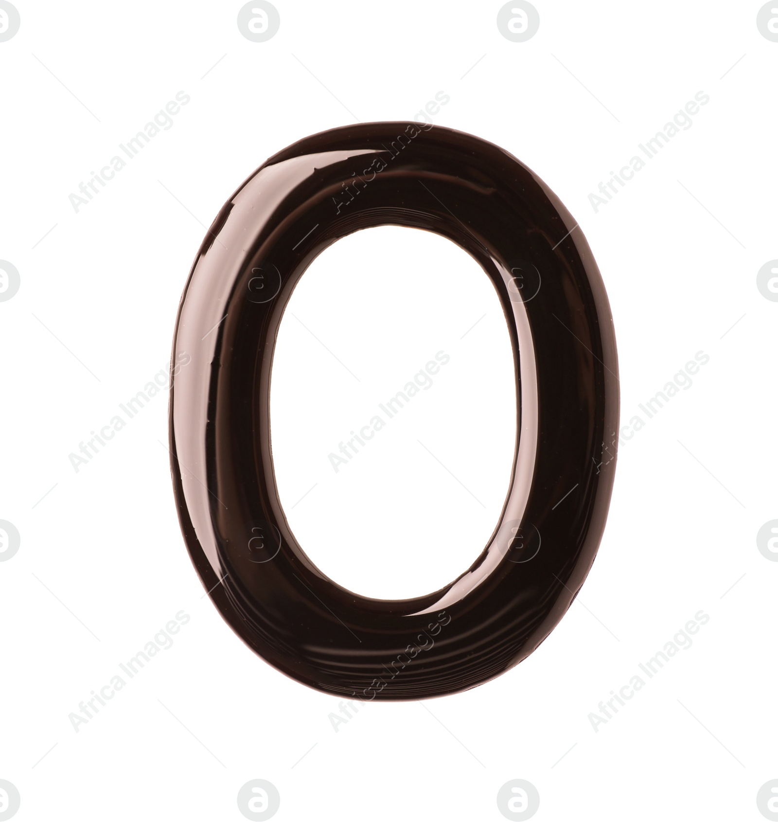 Photo of Chocolate letter O on white background, top view