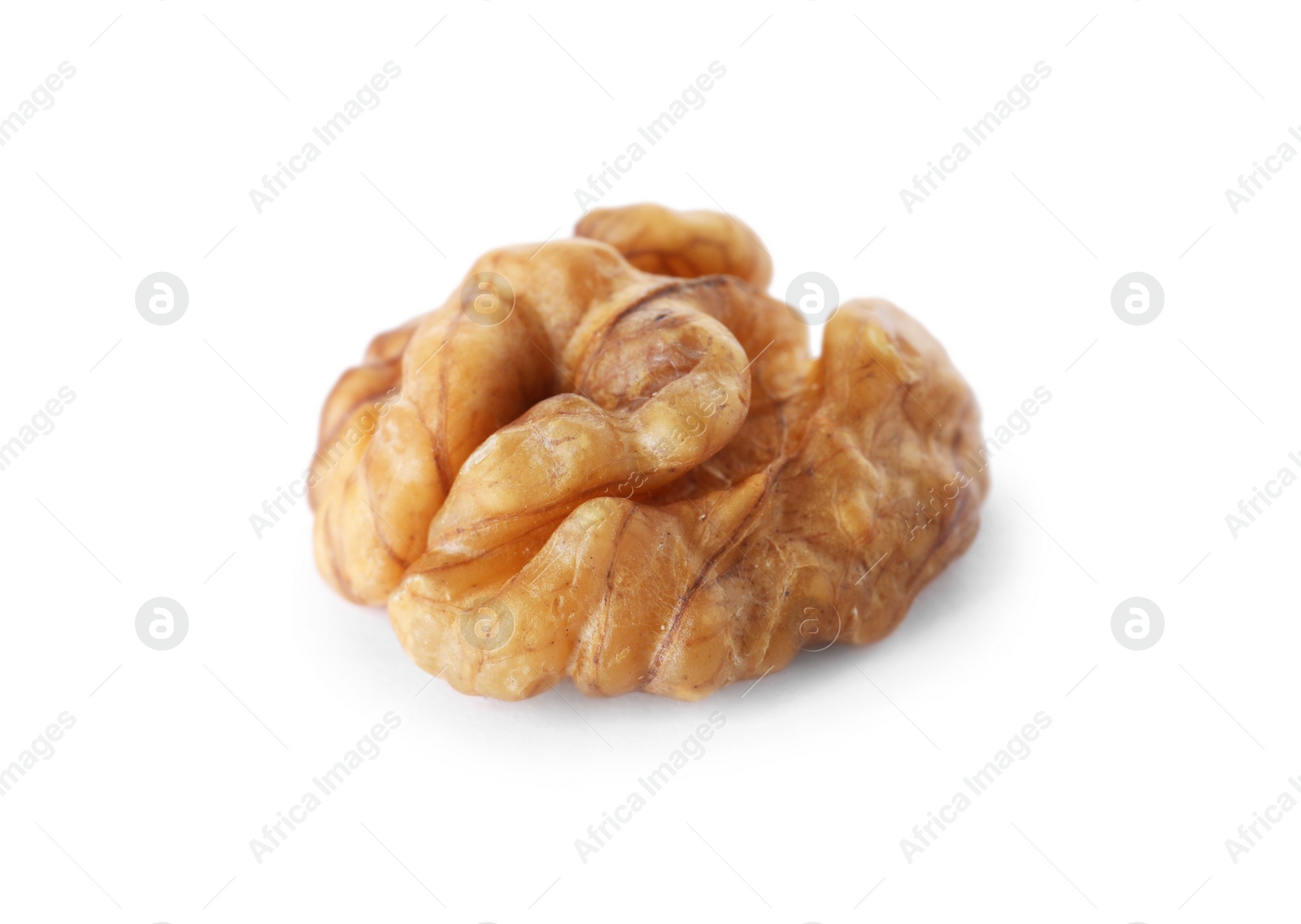 Photo of Half of tasty walnut on white background