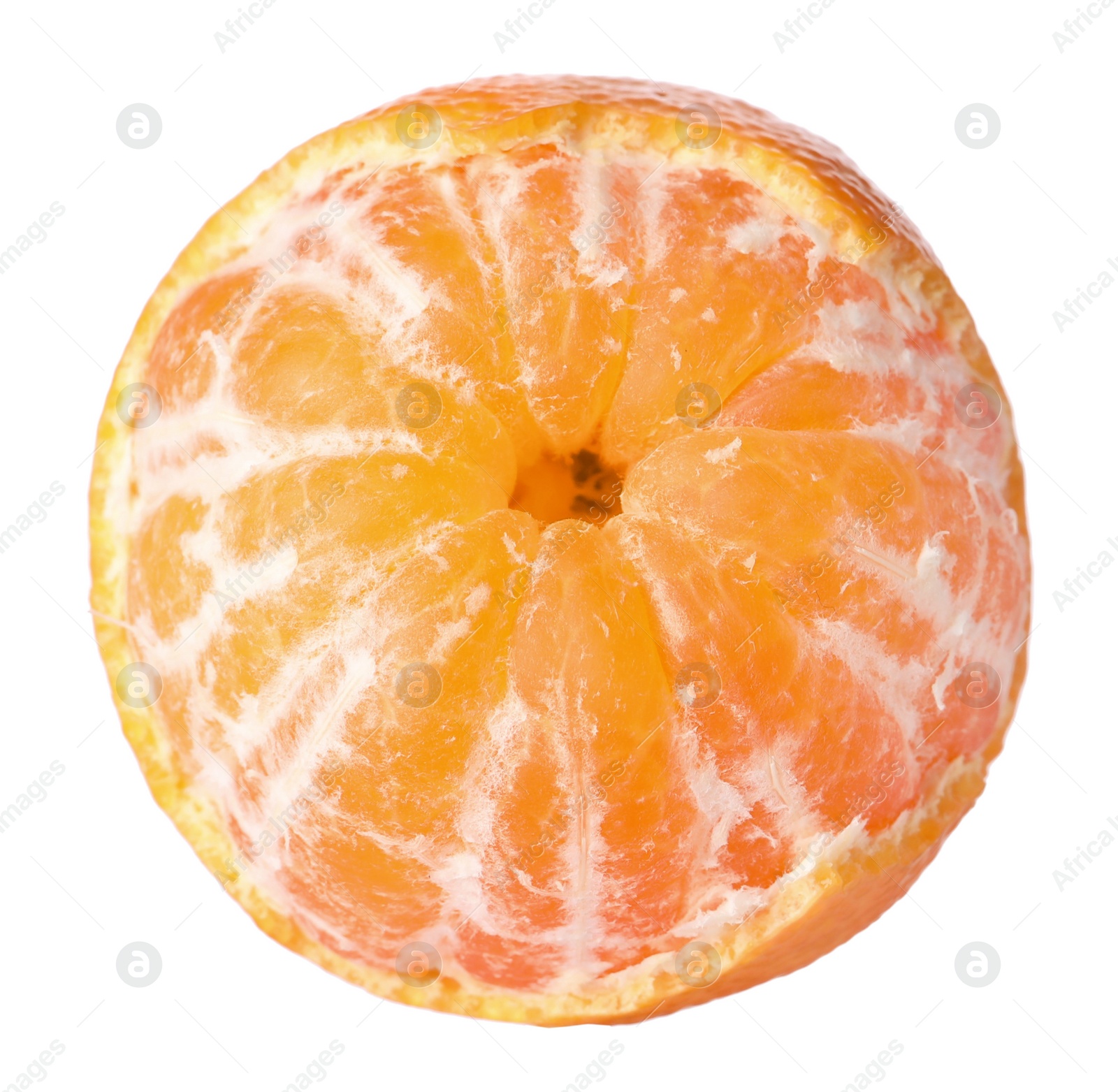 Photo of One fresh ripe tangerine isolated on white