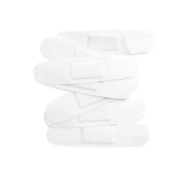 Photo of Medical sticking plasters isolated on white. First aid item