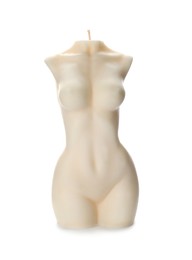 Beautiful female body shape candle isolated on white