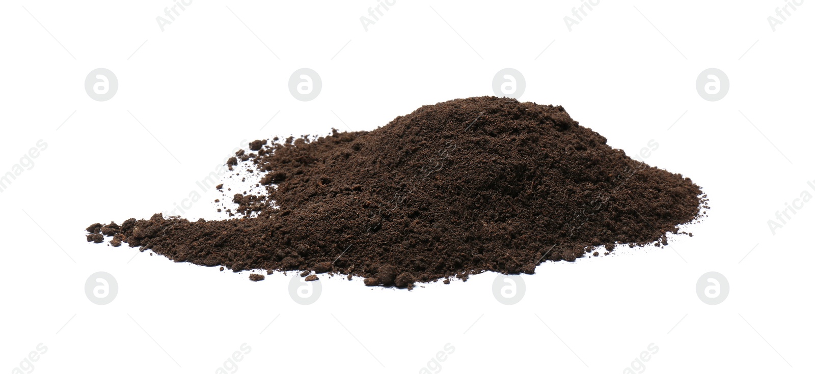 Photo of Pile of soil on white background. Fertile ground