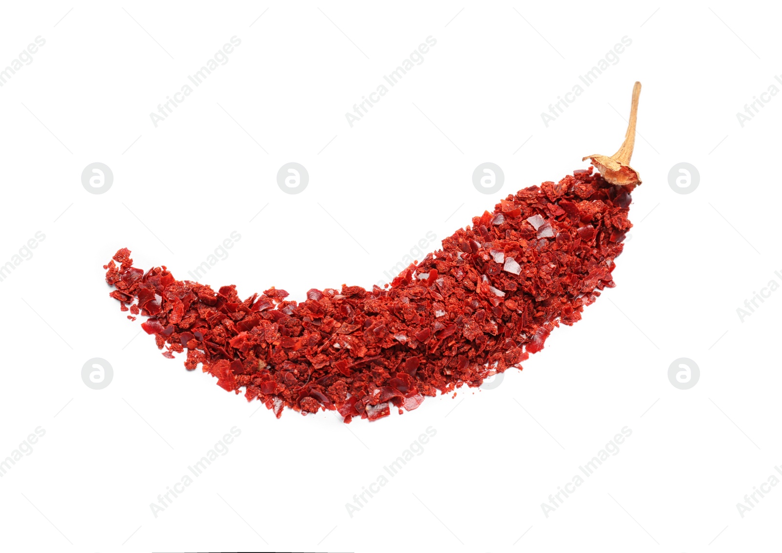 Photo of Crushed chili pepper on white background