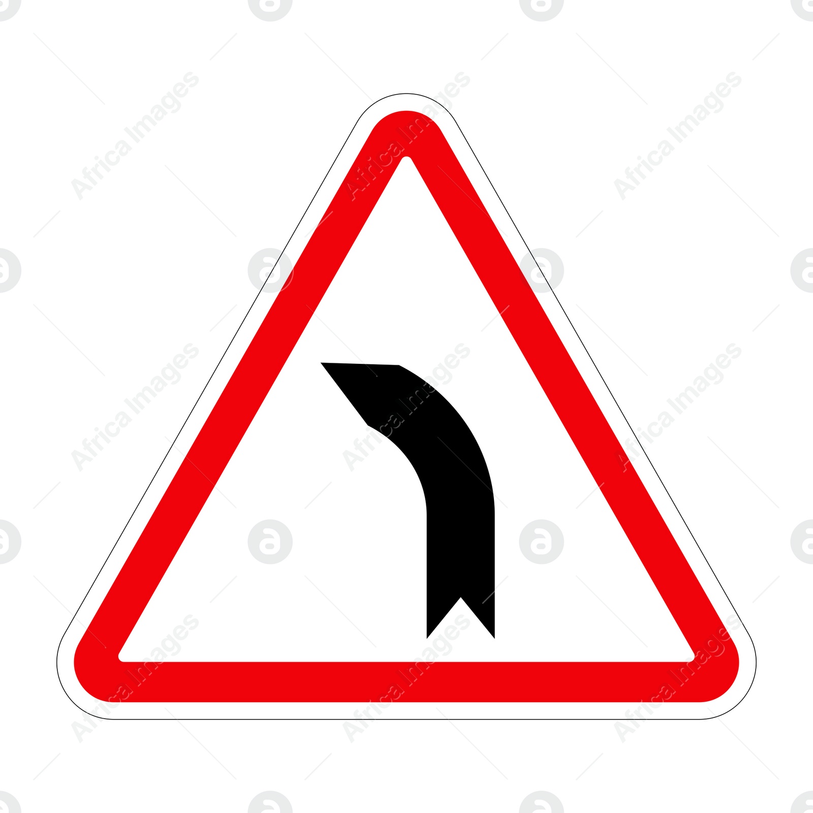 Illustration of Traffic sign BEND TO LEFT on white background, illustration 