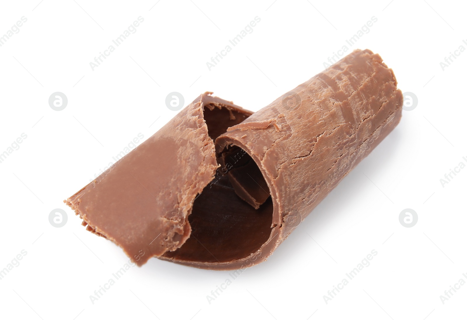 One tasty chocolate curl isolated on white Photo of One tasty chocolate curl isolated on white