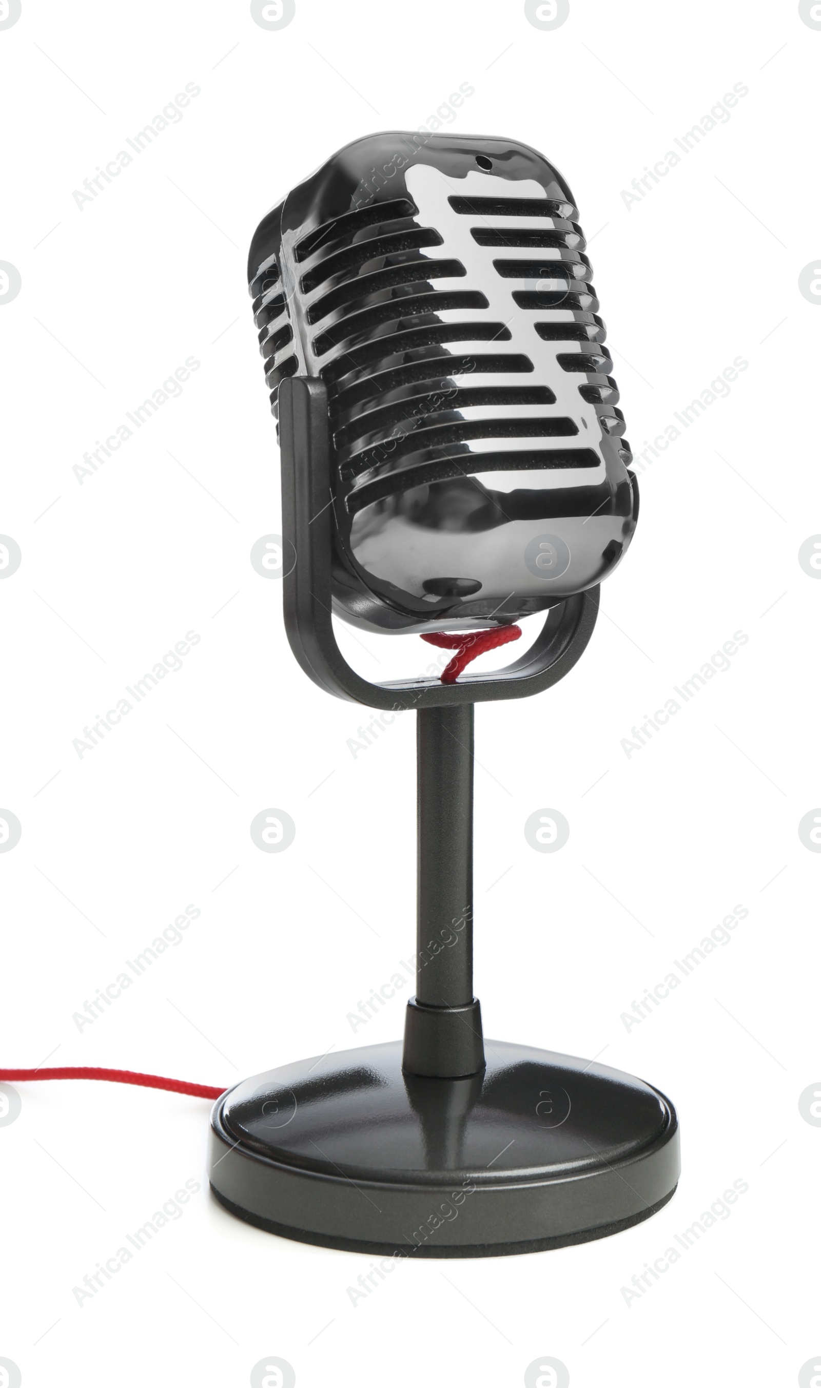 Photo of Vintage microphone isolated on white. Musical equipment