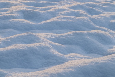 Photo of Beautiful snow as background, closeup view. Winter weather